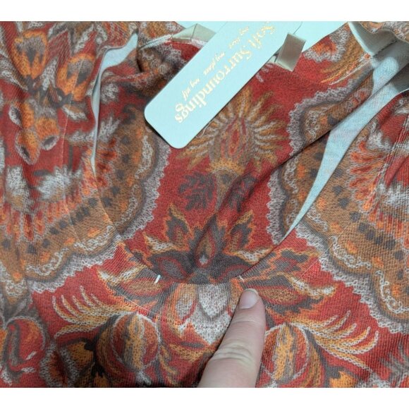 Soft Surroundings XL Paisley Print Long Sleeve Top Rust/Orange Polyester/Spandex - Picture 12 of 15